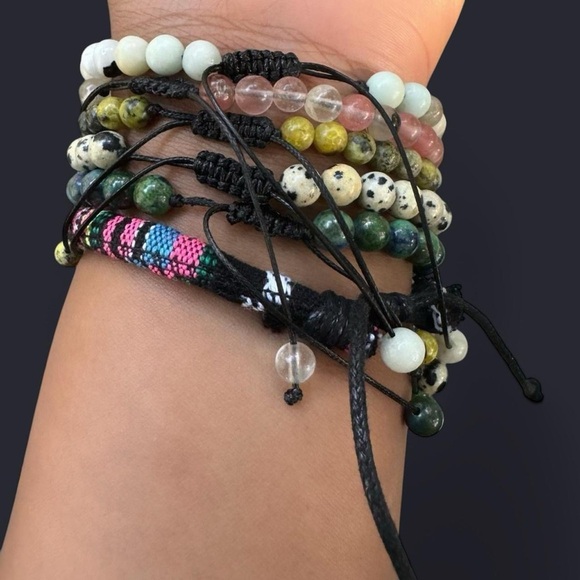 Azurite Adjustable Gemstone Bead Bracelet 6mm - Picture 4 of 5